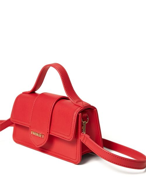 Borsa Twinset Kids da bambina color magenta in pelle con patta e logo metallico TWINSET Kids | 261GJ801213160